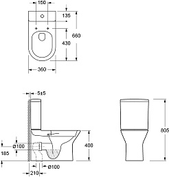 Ambassador Унитаз компакт Elysium безободковый белый с сиденьем микролифт – фотография-13